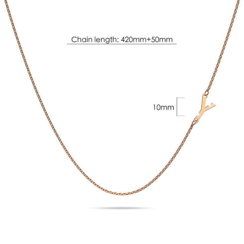 Bold Alphabet Letter Initial Charm Necklace in Rose Gold Tone